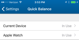 screenshot of Quick balance view